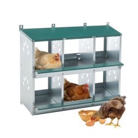 Chicken Nesting Box, 6 Room Metal Nesting Boxes for Chicken,Galvanized steel Nesting Boxes for Hens,Easy to Assemble