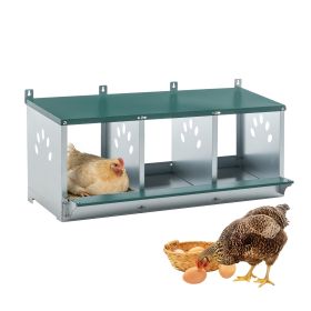 Metal Nesting Boxes for Chicken,3 Compartment Nesting Box,Galvanized steel Nesting Boxes for Hens, Easy to Assemble (Color: as Pic)